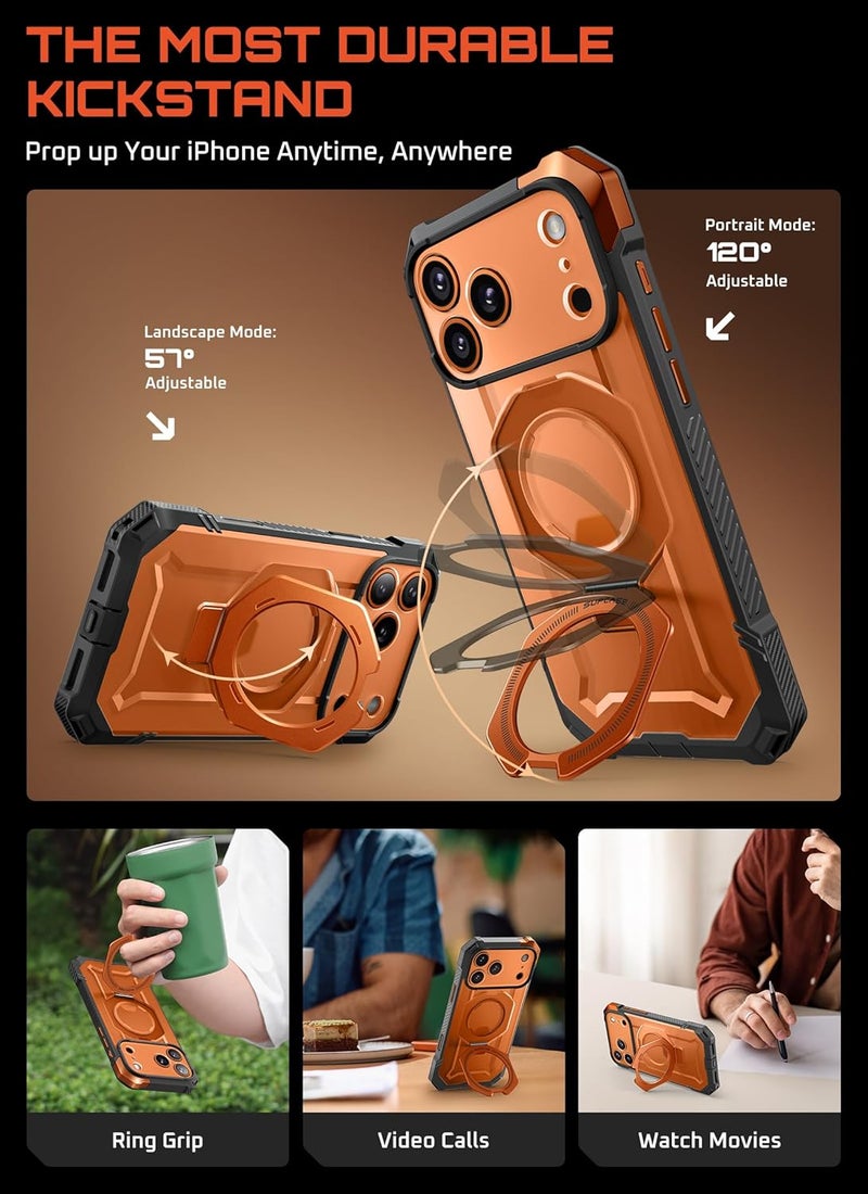 SupCase غطاء لجهاز iPhone 17 Pro Max مع حامل (Unicorn Beetle Grip) ، [غطاء للتحكم في الكاميرا] [متوافق مع MagSafe] [حماية من السقوط بمعايير عسكرية] غطاء هاتف مغناطيسي ثقيل ، كورال - Image 4